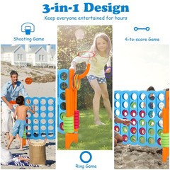 Costway 2.5Ft 4-to-Score Giant Game Set Basketball Hoop Ring Game Indoor Outdoor