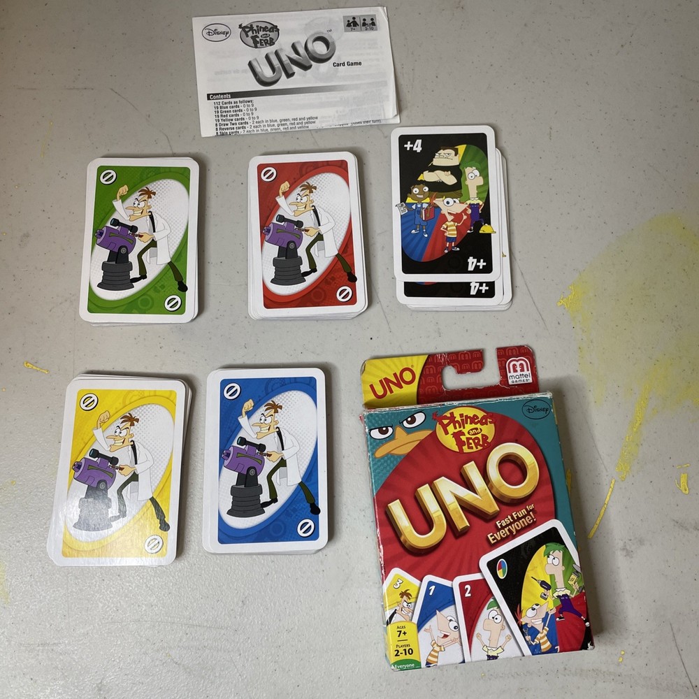Vintage 2012 UNO Disney XD Phineas and Ferb Edition