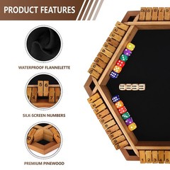 Nicecho 2-6 Players Shut The Box Dice Game, Wooden Board Table Math Game with…