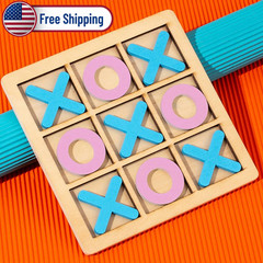 Wooden Tic Tac Toe Game Classical Kids Educational Puzzle Travel Board Toy Set