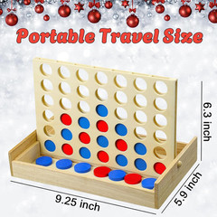 4 in a Row Wooden Connect Board Game, Foldable Line up 4 Game, Classic Strategy