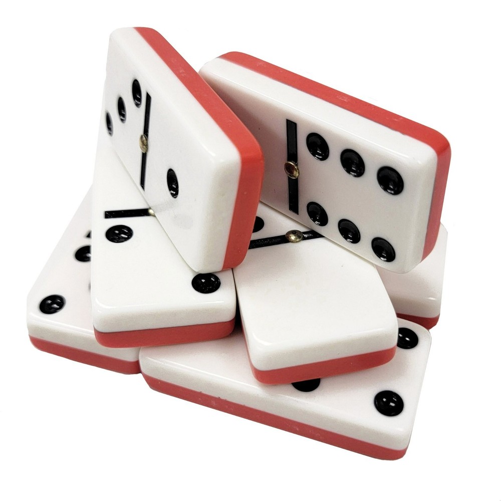 Domino Double Six 6 Red-White Two Tone Jumbo Pro Size Spinners – Wood Box