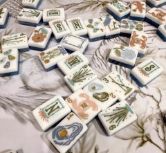 New high-end Blue Ocean Wave Tone American Mahjong Tiles set ,160 tiles+ Bag