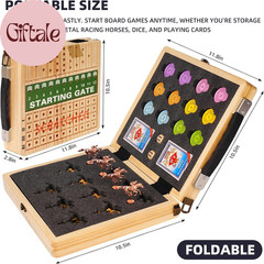 21″ Large Horse Race Board Game – Solid Wood Horse Racing Game with 11 Metal Hor