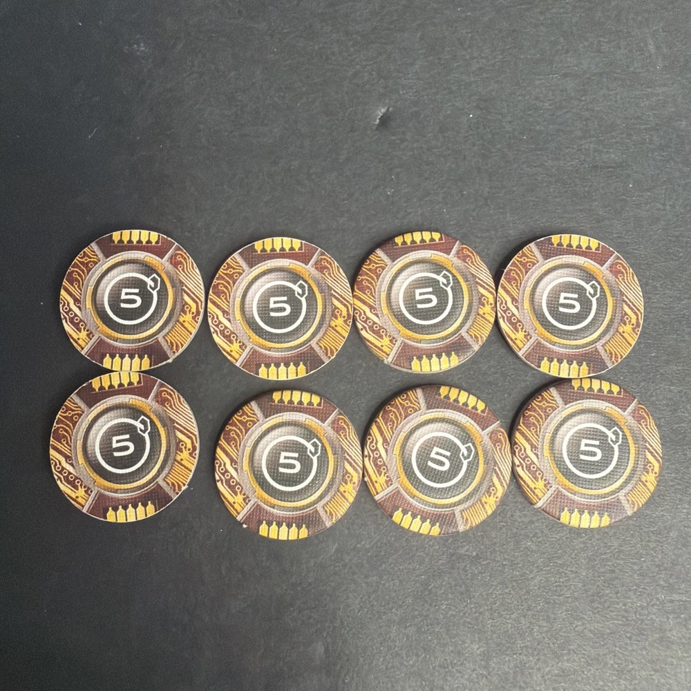 8 FIVE CREDIT TOKENS COINS Netrunner LCG 2012 Core Set Replacement Parts Pieces