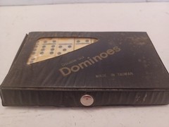 Double Six Dominoes Miniature Travel Size Black Set Of 28 USED