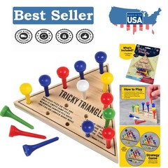 Traditional Wooden Solitaire Game – Assorted Colored Pegs for Mindful Play