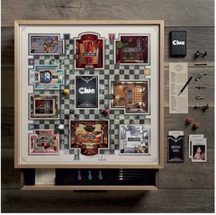 Clue Luxe Edition Board Game with solid maple wood cabinet