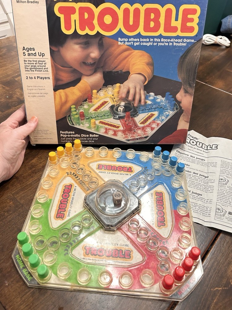 VINTAGE 1986 TROUBLE MILTON BRADLEY MB POP-O-MATIC BOARD GAME