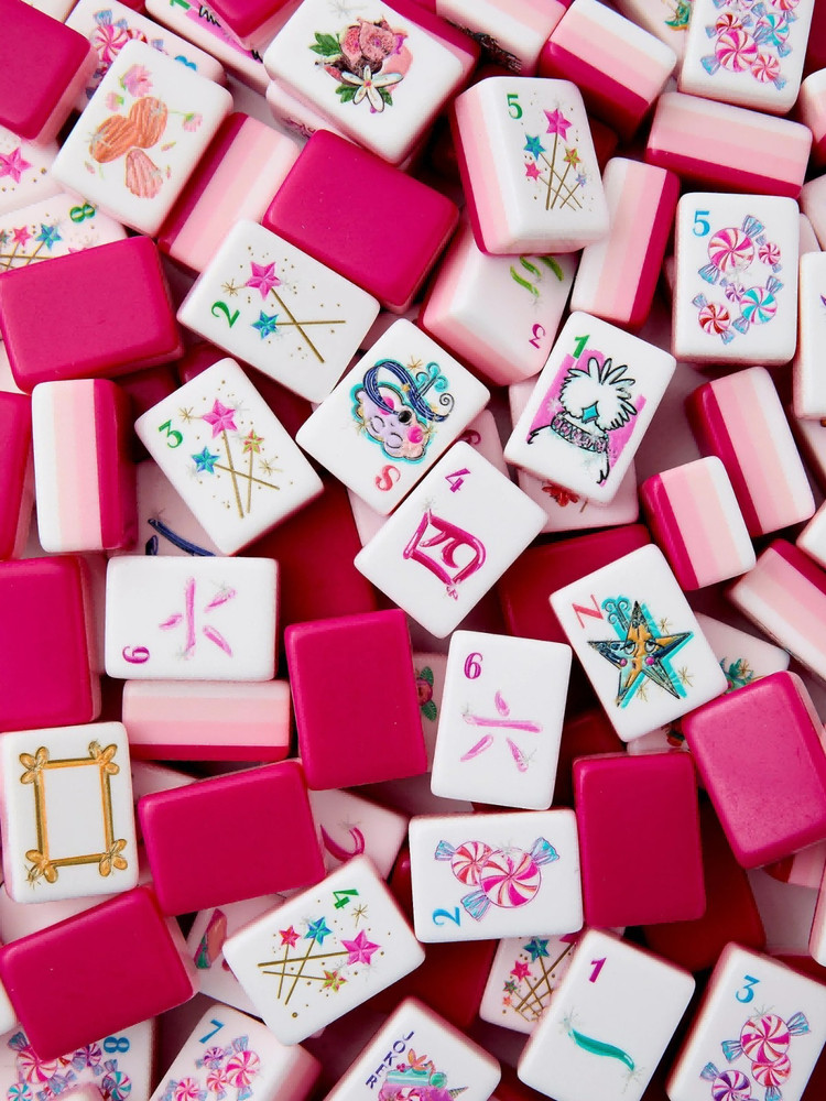 160Pcs 4-Layer Acrylic Candy & Ice Cream Engraved American Mahjong Set fast ship