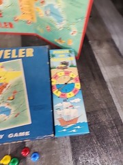 Pirate and Traveler Board Game Milton Bradley 1960 tokens board spinner cards