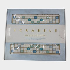 WS Game Company Scrabble Bianco Edition with Rotating Wooden Game Board