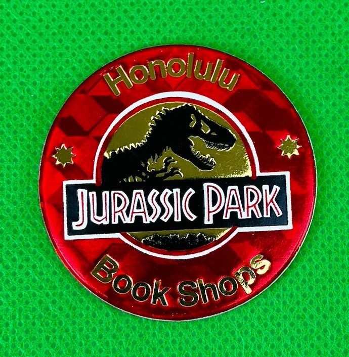 Promo Honolulu Book Shops Jurassic Park Pog from 1993