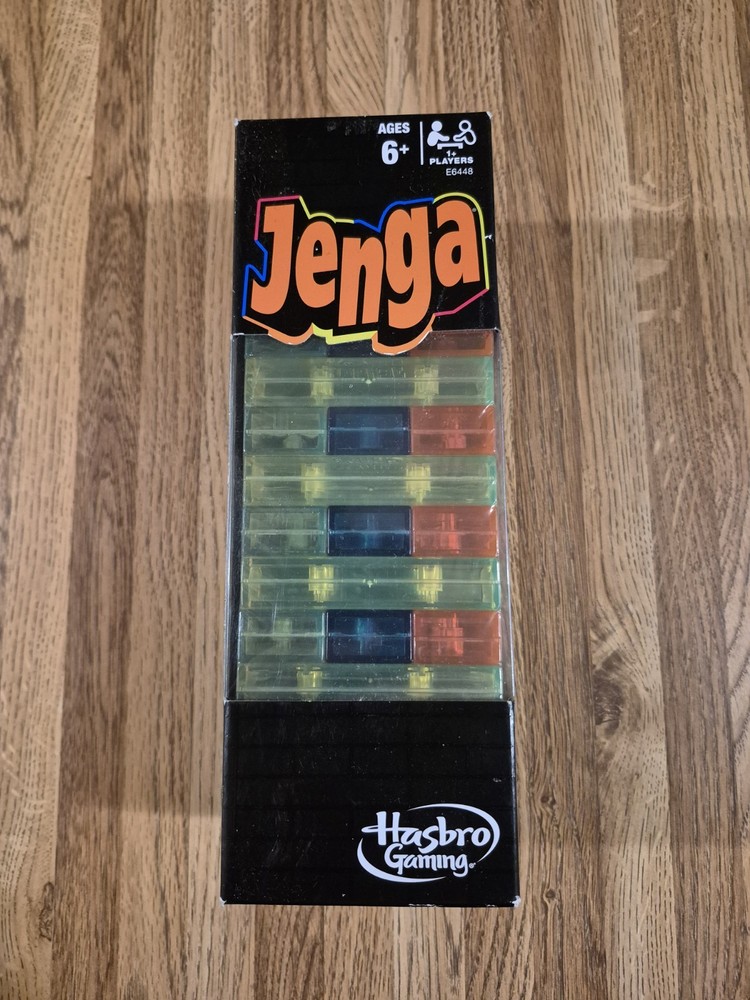 Jenga Neon Pop Hasbro 45 Neon Plastic Blocks Game 6+ New Sealed