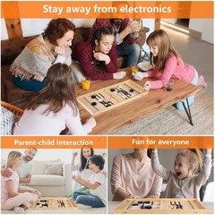 Fast Sling Puck Game, Wooden Air Hockey Board Game with 10 Spare Pucks & 2 El…