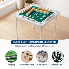 Mahjong Table 4Player Folding Card Table w/Cup Holders&Trays,HDPEwater-resistant