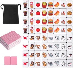 2 Players Mahjong Block Set for Adult, Mahjong Tile Game with 66 Premium Pink Ti