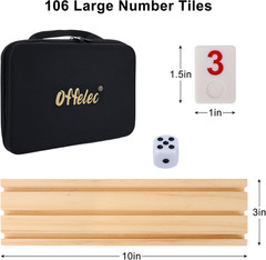 Rummy Cube Game Set 106 Tiles with 4 Wooden Racks Travel Board Game Set Case