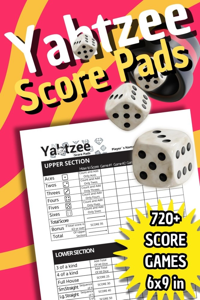 Score Sheets: 720+ Score Games for Scorekeeping, Yahtzee Score Pads, 6 X