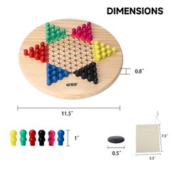 2-in-1 Wooden Chinese Checkers & Gobang(Five In Row) Family Board Game Combo Set