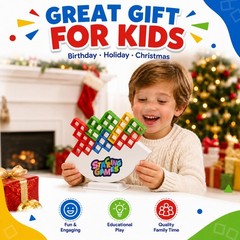 48PCS Tetra Tower Balance Stacking Game for Family Game Night – Upgraded 3D T…