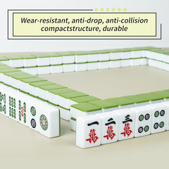 Chinese Green 1.17 Inches Compact Mahjong Set, Travel Small Size, 144 + 8 Blank