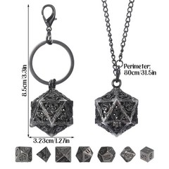 7 Pcs Mini Dice Set, DND Dices Metal Micro Miniature Dice with Hollow Necklac…