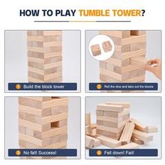 Giant Tumble Tower Family Games for Kids and Adults 57 Blocks New Zealand Pin…