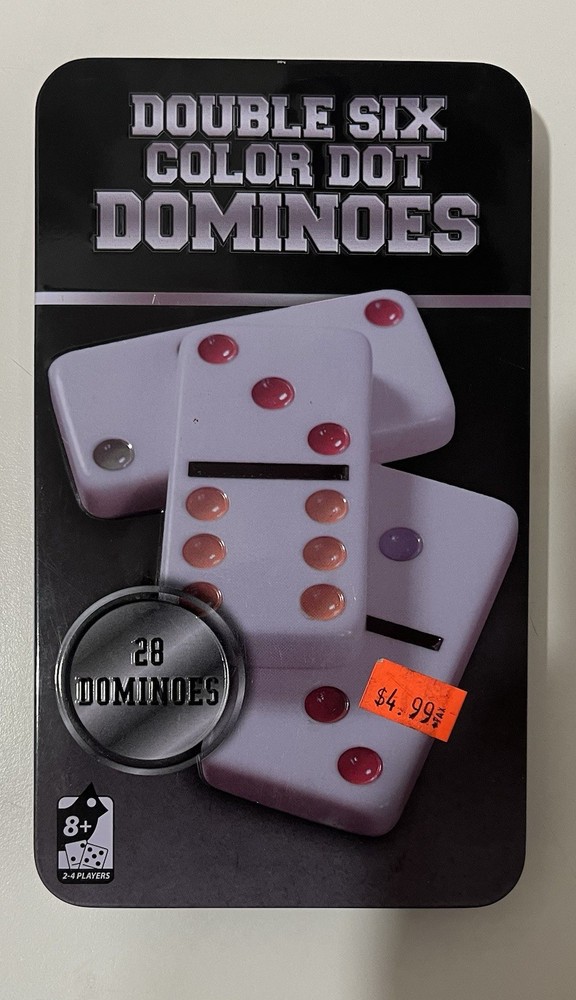 Double Six Color Dominoes In Tin 28 Dominoes
