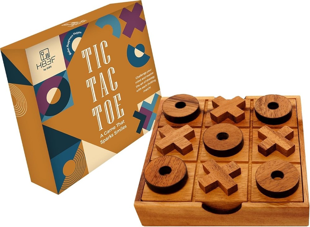 Wooden Tic Tac Toe Game Coffee Table Top XO Blocks Family Living Room Games