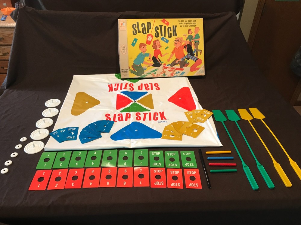 1966 Slap-Stick Board Game By MB -Large Vinyl Mat- Complete – Good Condition!!