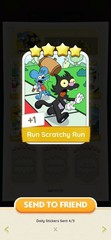 Run Scratchy Run Monopoly Go 4 star Sticker ( Instant Send )
