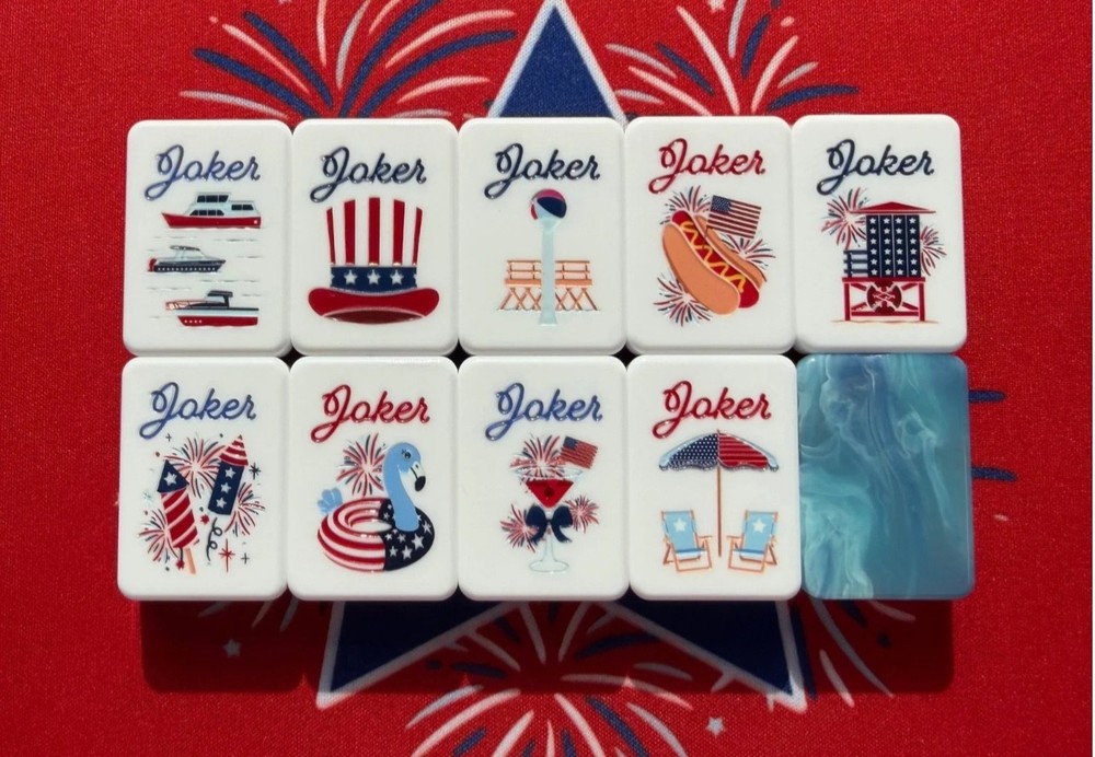 2026 Blue🇺🇸 American Mahjong Game Set, 160 Mah Jong Tiles+ Free storage bag