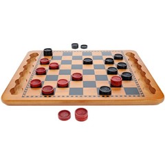 WE Games Traditional Red & Black Checkers Set, Solid Wood Board with Grooves