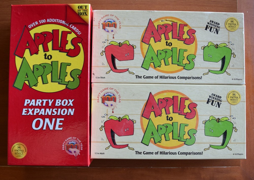 APPLES TO APPLES OUT OF THE BOX PUBLISHING CARD GAME LOT + PARTY BOX EXPANSION
