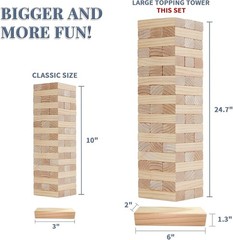 57-Piece Giant Stacking Timber Game – Family Indoor & Outdoor Entertainment