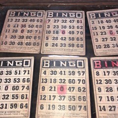 Vintage Lot of 12 Cardstock Bingo Cards Black White Scrapbooking Vignettes 5×6”