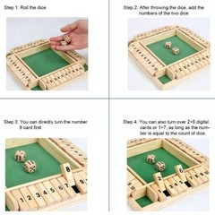 Wooden Dice Board Game Shut The Box for 4 Players Flaps & Dices Game Parent-chi