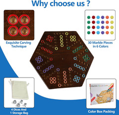 Marble Board Game, 15″ Double-Sided Painted Wooden Waho Speed Trackway Board