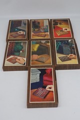 Vintage Hoyle Official Games Walnut Puzzle Set Complete 7 Games Stancraft 1964