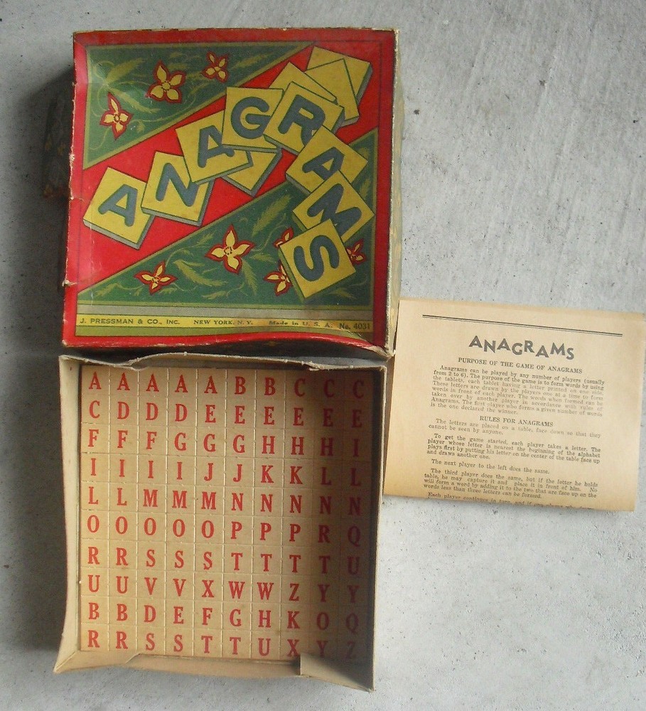 Vintage 1920s Pressman Co Anagrams Game in Box Unused