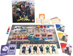 Joraku Deluxe Strategy Board Game, 40 Wooden Samurai Meeples, Area Control and T
