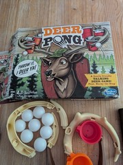 Deer Pong Talking Deer Head Game & Music 6 Cups & 8 Balls 8+ Years Never Used
