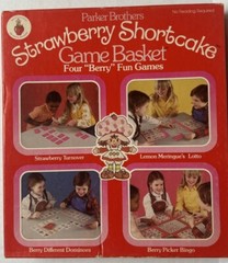 Vtg 1980s STRAWBERRY SHORTCAKE Board Game Basket by Parker Brothers 4 Fun Games
