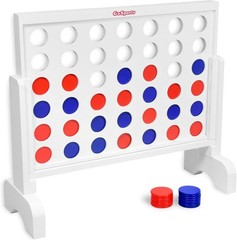 2ft Classic Wooden 4 in a Row Game with Durable Carrying Case – Fun for All Ages
