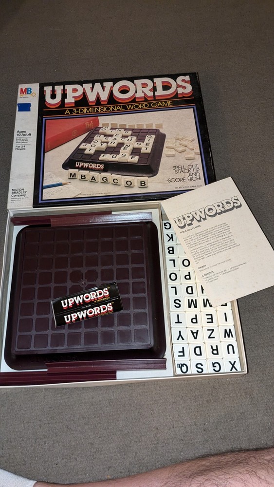 Vintage UP WORDS board game Milton Bradley 1983 Complete