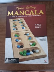 Mancala Board Game – Solid Wood Folding w/ 48 Multicolored Stones