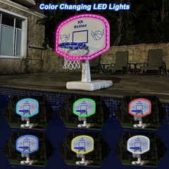 LED Pool Basketball Hoop 34 x34 x42.2 Solar Lights 2 Balls Pump Dahivs Poolside