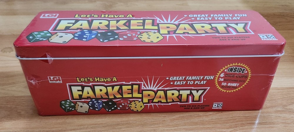 Let’s Have a Farkel Party Dice Game Tin Edition 2007 NEW SEALED. LGI Games