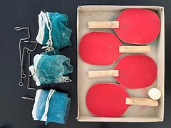 Vintage Milton Bradley Tournament Table Tennis Game Set Ping Pong & Extra Balls!